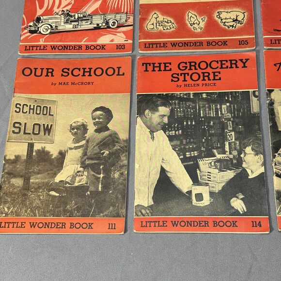 1940s Little Wonder Books Lot Of 6 Firemen Bakery Animal Families Vintage Kids - Picture 4 of 14